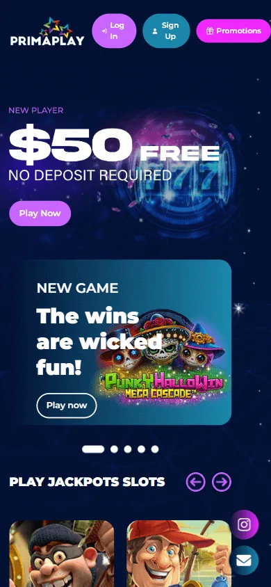 Primaplay Casino mobile home experience